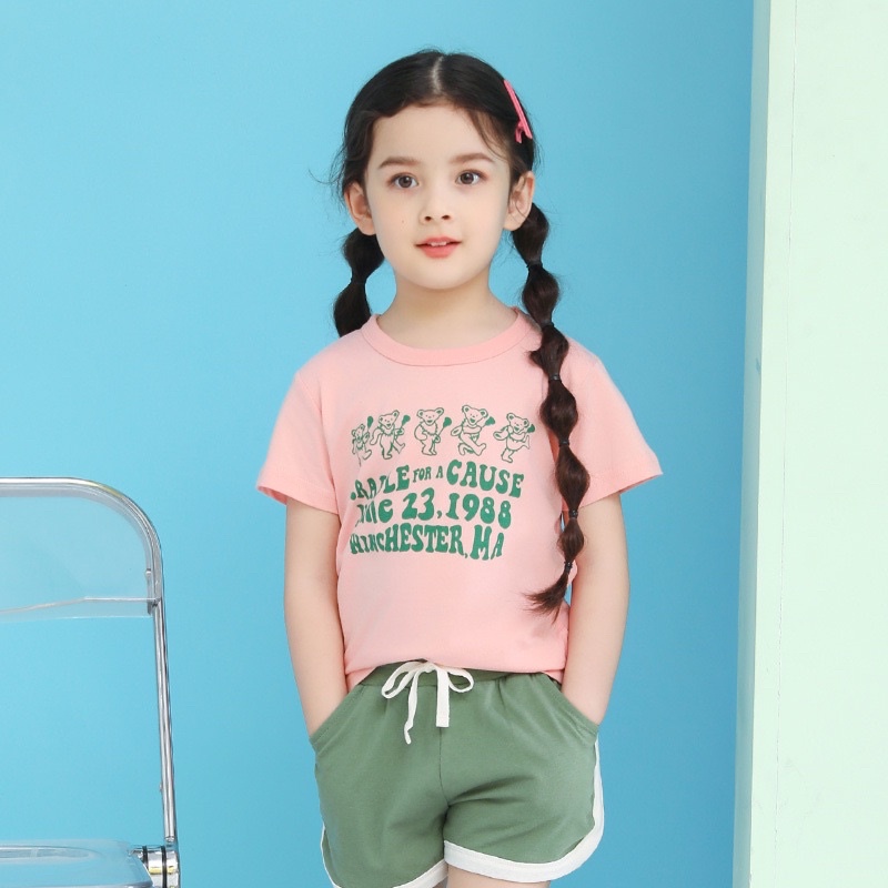 Áo thun trẻ em bé gái kids ngắn tay cotton kiểu Hàn 10-30kg