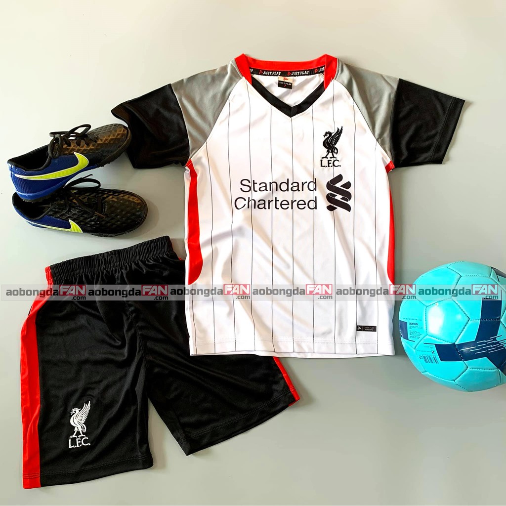 Bộ Quần Áo Bóng Đá Trẻ Em Liverpool Trắng 2022, Bộ Thể Thao Trẻ Em