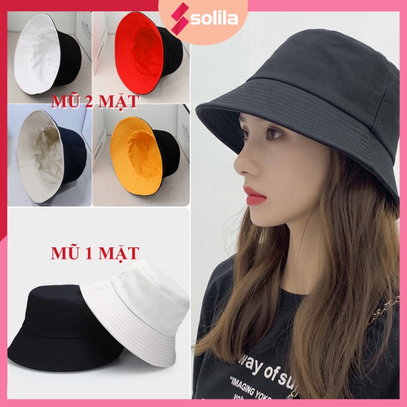 Mũ bucket vành tròn tai bèo trơn dành cho nam nữ phong cách unisex