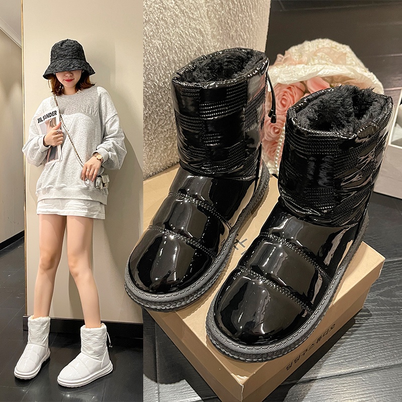 Giày Bốt Đi Tuyết Lót Lông Cừu Cotton Cổ Cao Chống Trượt Không Thấm Nước Thời Trang Cho Nữ Lạnh