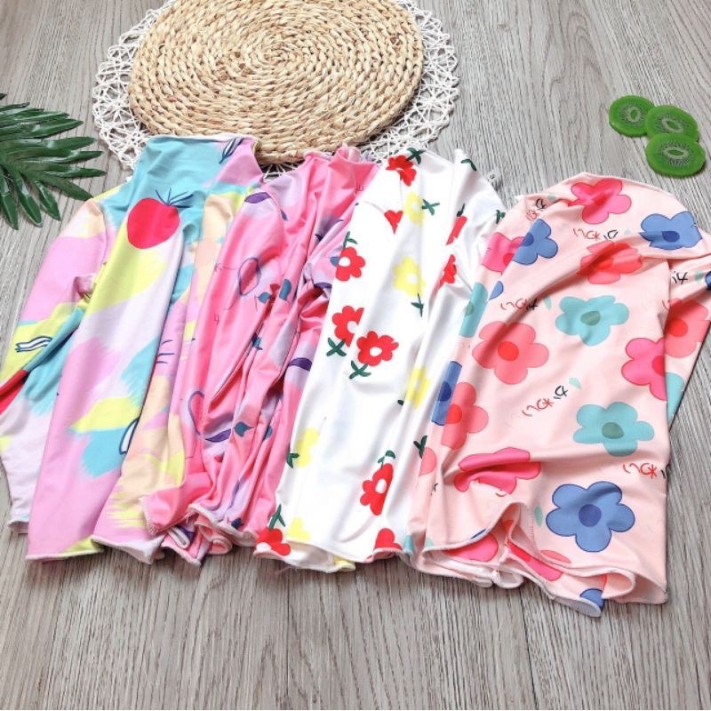 Áo dài tay cho bé gái,hoạ tiết in hoa,chất liệu cotton 100% co giãn 4 chiều thoải mái cho bé