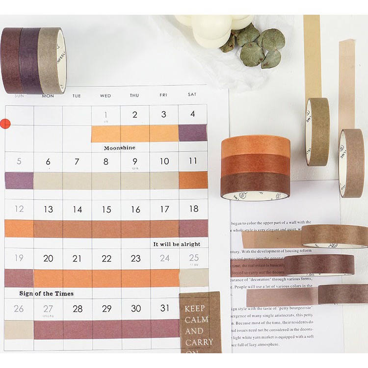 Set 6 cuộn băng dính washi tape màu WT234