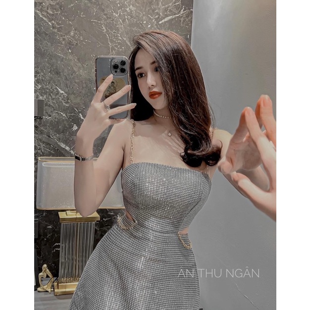 Váy 2s nhũ cut eo viền xích