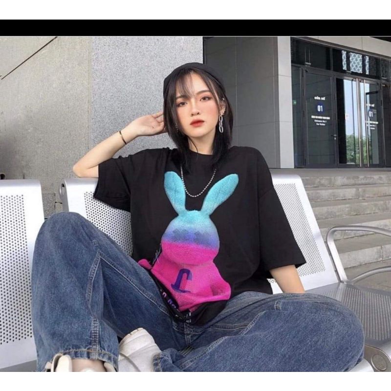 Áo phông tay lỡ Thỏ C cực đáng yêu