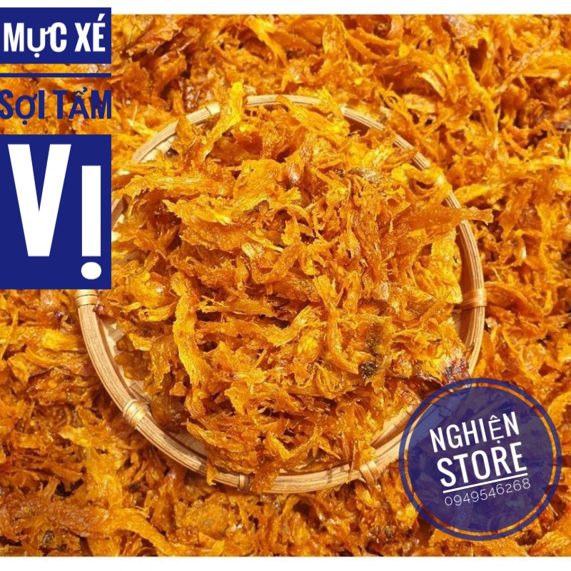 Khô Mực Xé Sợi Tẩm Vị Bình Định - Lon 500Gr | Nghiện Store | Freeship