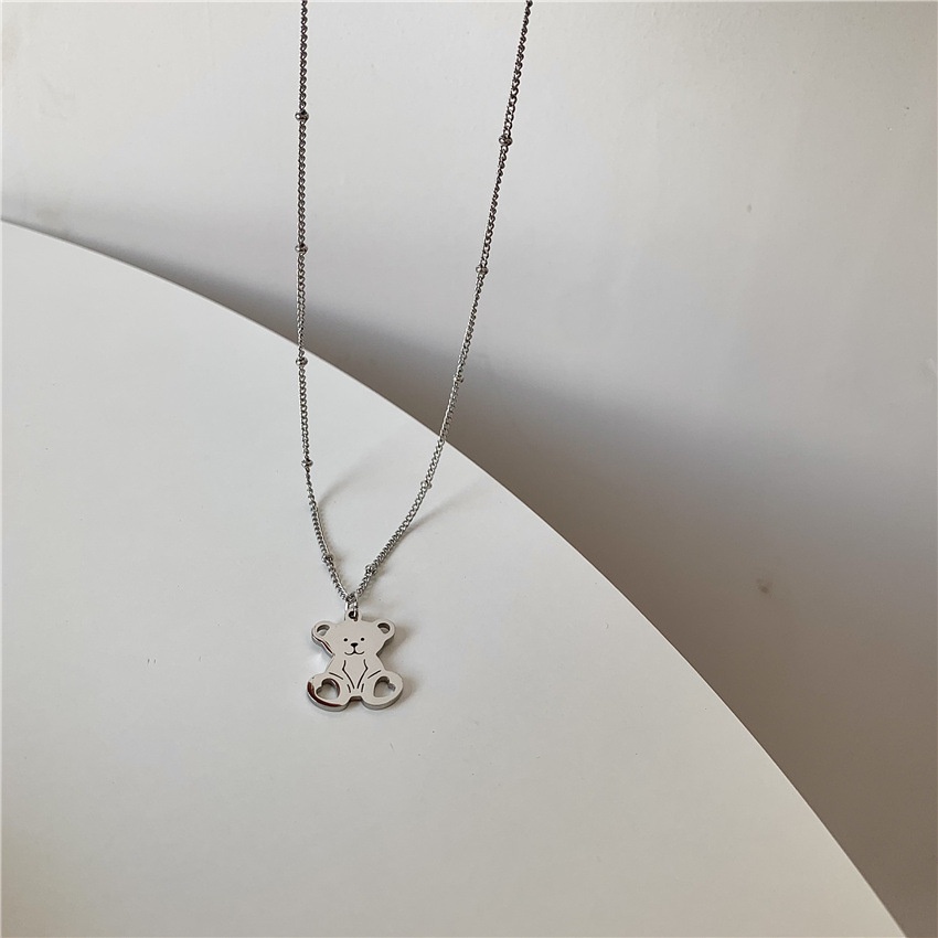 Vòng Tay Thép Titan Mặt Gấu Hoạt Hình Độc Đáo Thời Trang