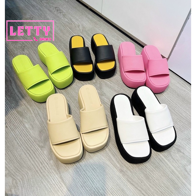 Dép xuồng 7cm quai ngang da trơn đế răng cưa nhiều màu xinh xắn êm chân hàng fullbox xịn đẹp Letty