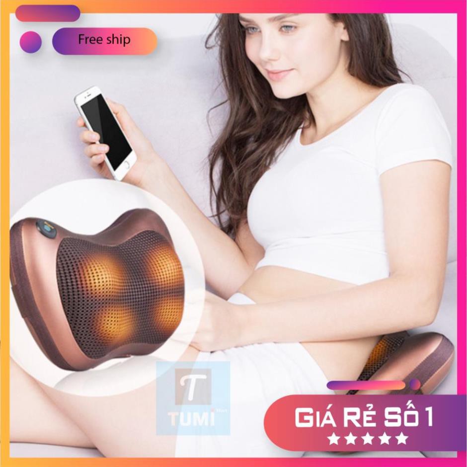 Gối Massage Hồng Ngoại 8 Bi 2 Chiều Cao Cấp - Máy, Gối Mát Xa Cổ Vai Gáy Chính Hãng Công Nghệ Nhật Bản, Bảo Hành 12tháng