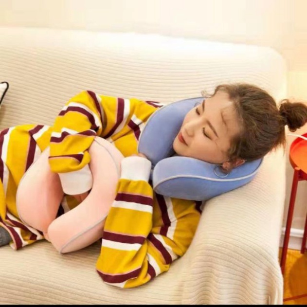 Gối kê cổ gối  chữ U cao su cao cấp đi du lịch ô tô máy bay giúp đỡ đau mỏi cổ