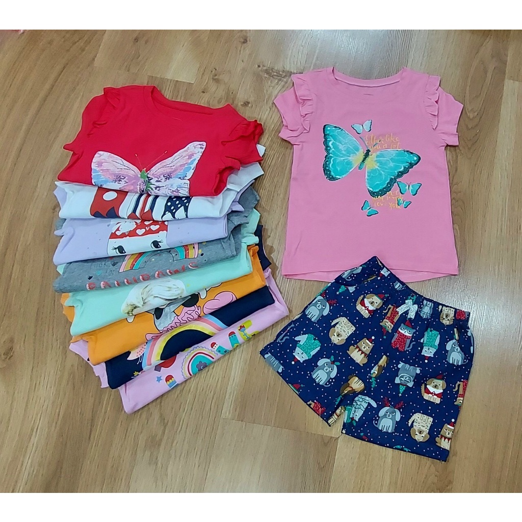 Đồ bộ ngắn tay viền bèo GAP bé gái 1-5T nhí
