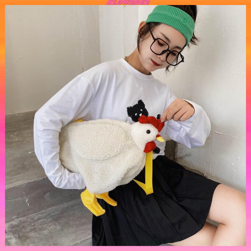 Túi đeo chéo phối hình con gà trống dễ thương cho nữ