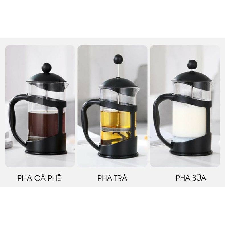 Bình pha trà, pha cafe French Press Lock&Lock, 800ml - LLG019, pha được 4-6 cốc, bình thủy tinh viền inox