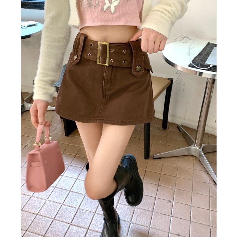 QADCOL Chân váy jean Chữ A Lưng Cao Thiết Kế Mới Thời Trang Dành Cho Mùa Hè