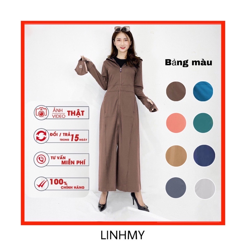 Áo váy chống nắng dáng dài 2 lớp chống tia UV kèm khẩu trang có lưới tản nhiệt đủ màu đủ size
