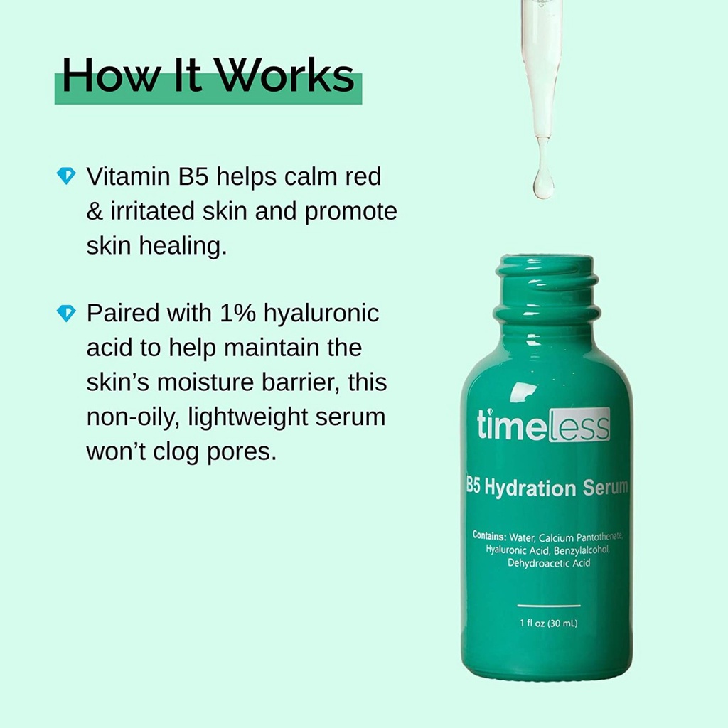 Tinh chất Timeless Vitamin B5 và Hyaluronic Acid cấp ẩm, phục hồi, dưỡng da căng bóng 30ml