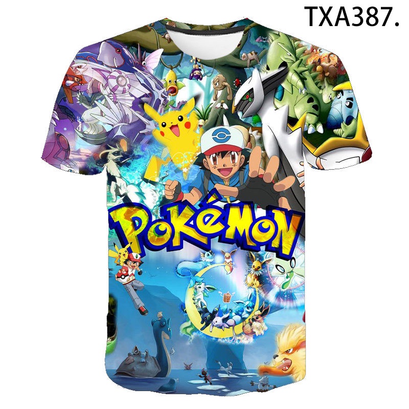 Áo Thun Ngắn Tay In Hình Hoạt Hình Pokemon 3D Dành Cho Cả Nam Và Nữ