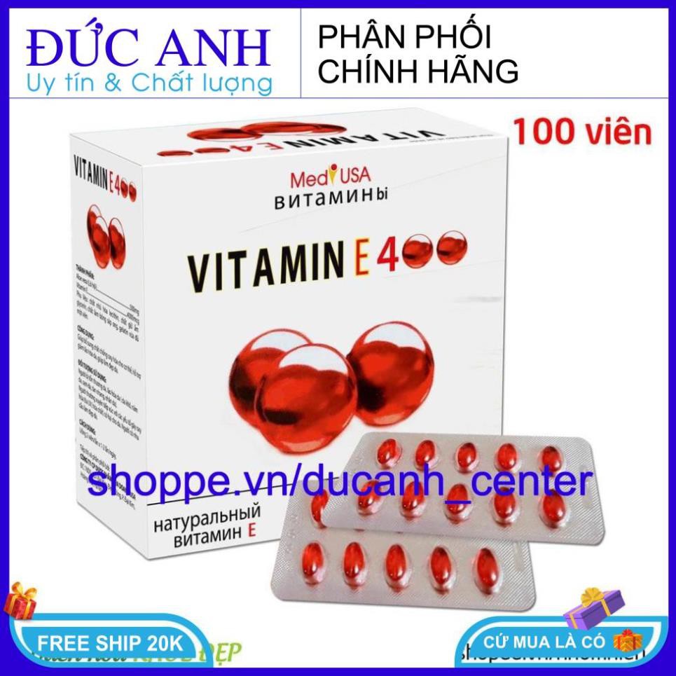 Viên Uống đẹp da Vitamin E Đỏ 4000mcg, Aloe vera 500mg chống lão hóa - Hộp 100 viên chống lão hóa da