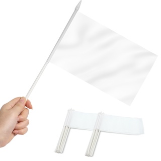 Bộ 12 lá cờ mini màu trắng trơn kích thước 5x8 inch