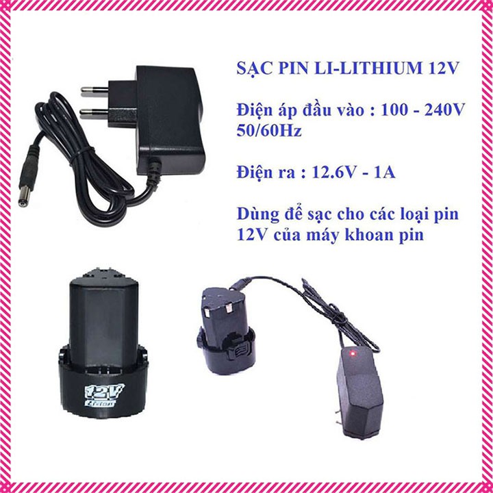 Sạc Pin Máy Khoan 12V - ADAPTER 12V-1A cho Pin máy khoan Li-ion 12V