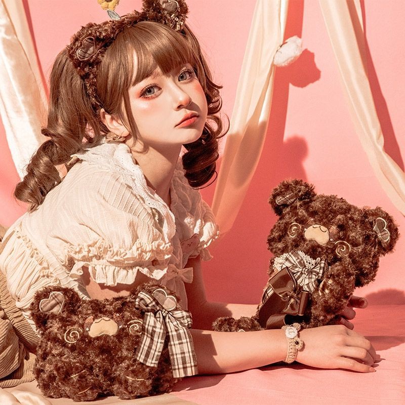 「NANACO」LOLITA JK Túi Đeo Chéo Gấu Lười