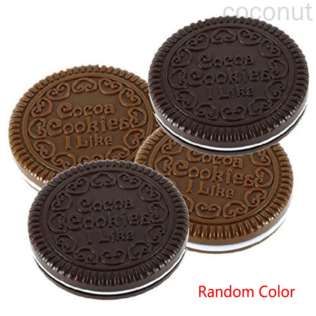 Gương trang điểm thiết kế hình bánh quy sô cô la có lược đáng yêu tiện lợi