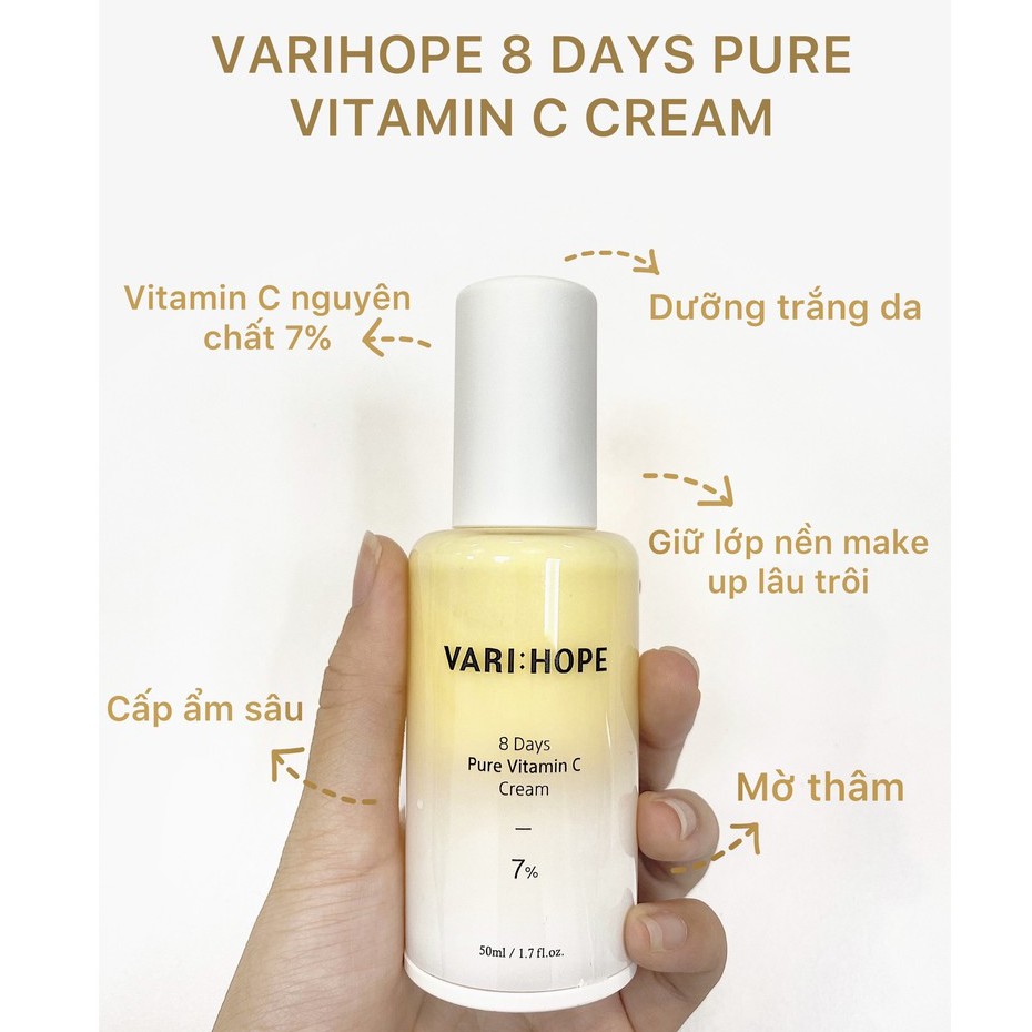 Kem dưỡng Vari hope Dưỡng Trắng Da, Mờ Thâm trong 8 ngày 8 Days Pure Vitamin C NPP Shoptido