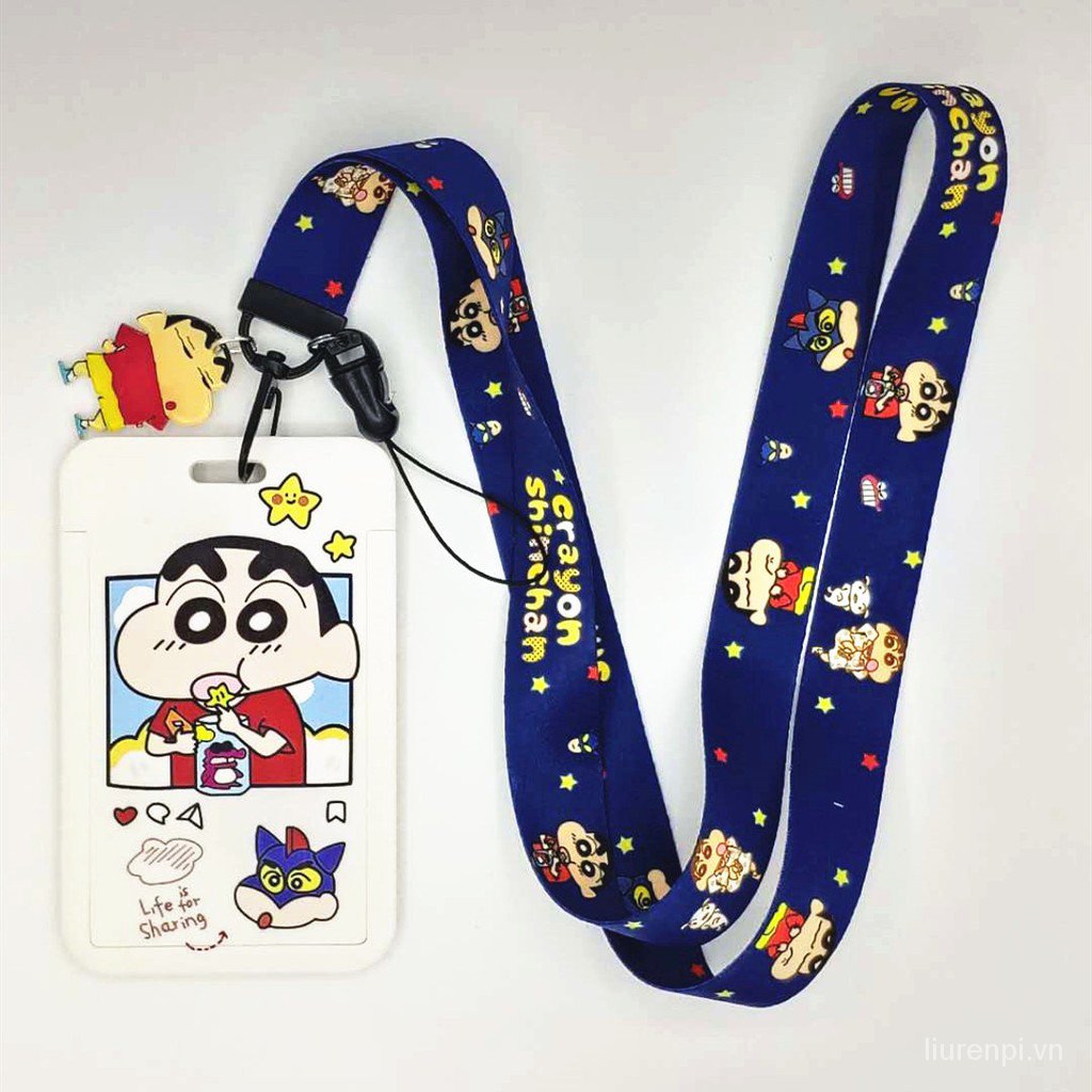 Dây đeo thẻ treo cổ in hình Maruko-Chan/ Shin Chan Chibi dễ thương cho nữ