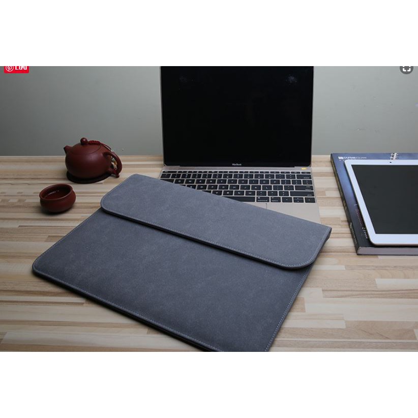 Bao da Macbook + Túi Đựng Sạc Màu Xám Đậm Cao Cấp | BigBuy360 - bigbuy360.vn