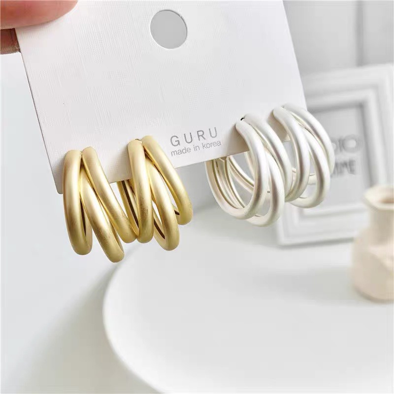 Khuyên tai nữ tròn Hàn Quốc bông tai nữ tròn 3 vòng cá tính BT26