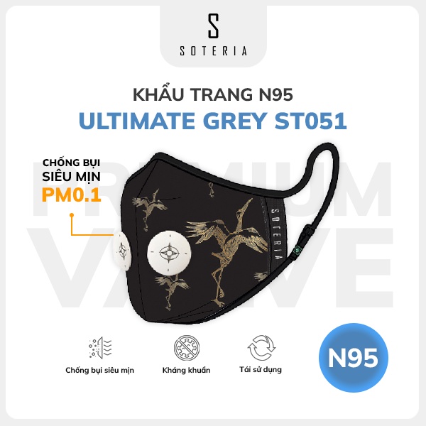 Khẩu trang thời trang Soteria Up ST051 - N95 lọc 99% bụi mịn 0.1 micro - Size S,M,L