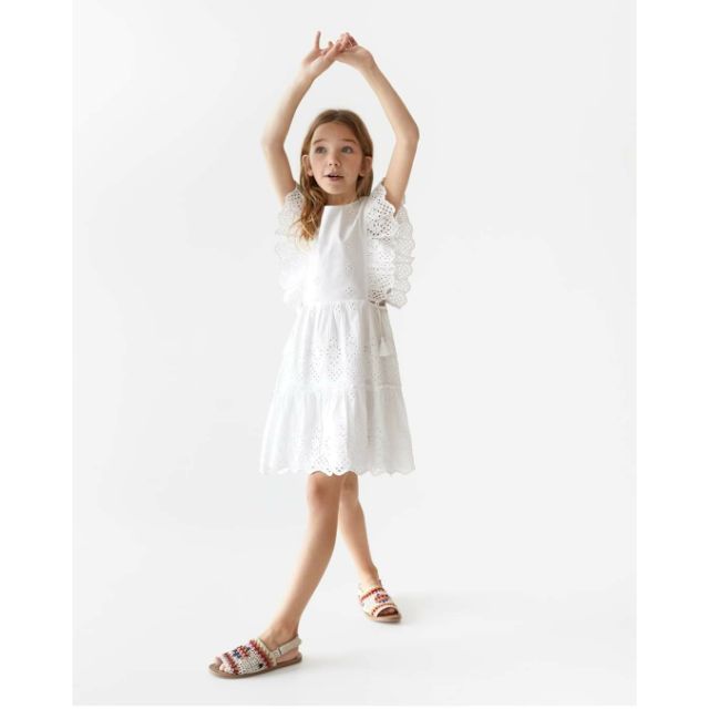 [Sale off] Đầm Zara chính hãng kid trắng thêu hoạ tiết [order dư]