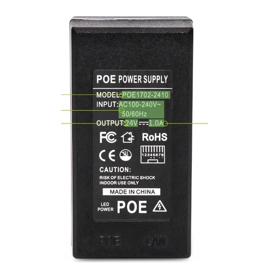 Nguồn POE 24v 1a cho camera IP, swicth, modem..