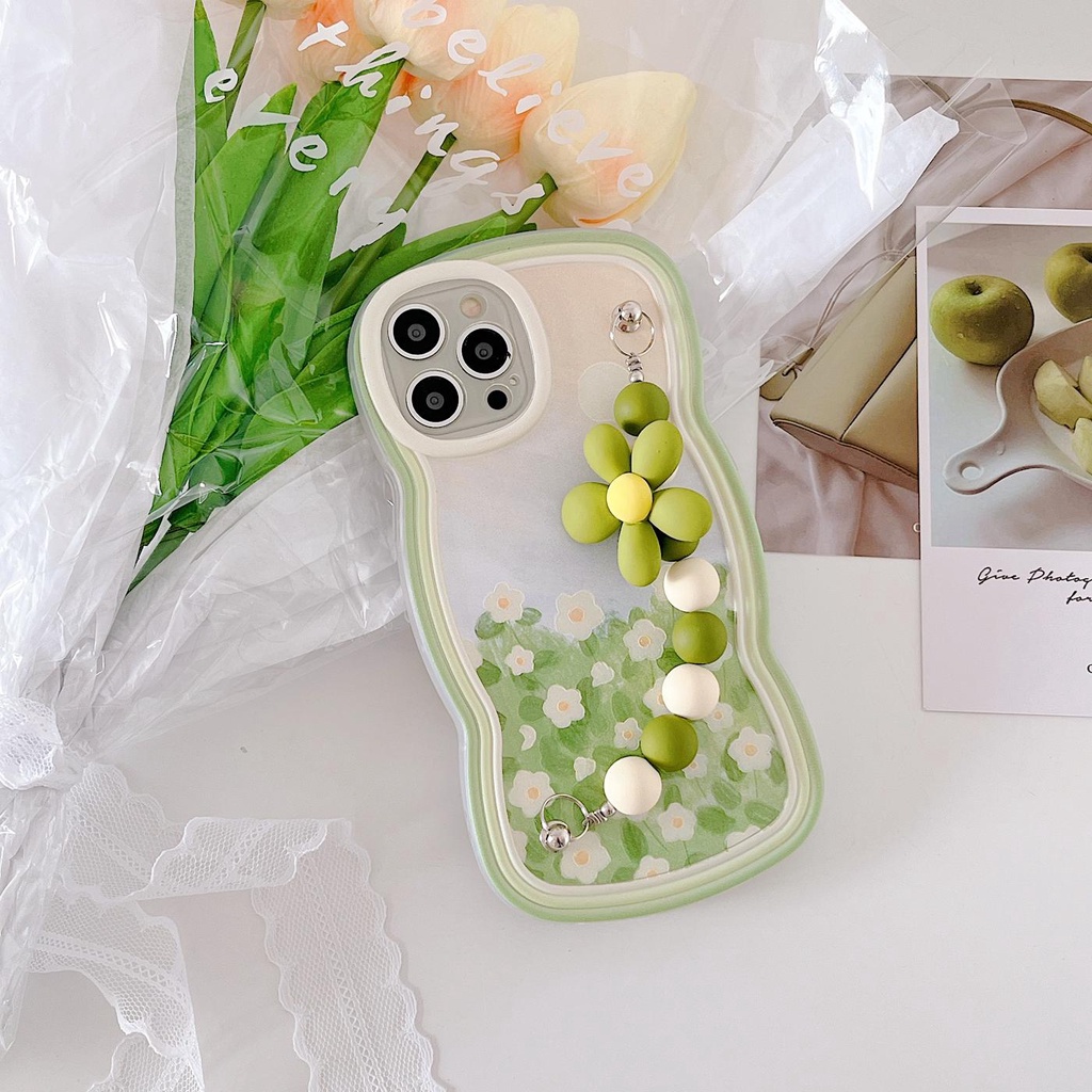 Ốp Điện Thoại Tpu Mềm Chống Sốc Chống Trượt In Hình Tranh Sơn Dầu Kèm Dây Đeo Ngọc Trai Cho iPhone 11 12 13 pro max xr x xsmax