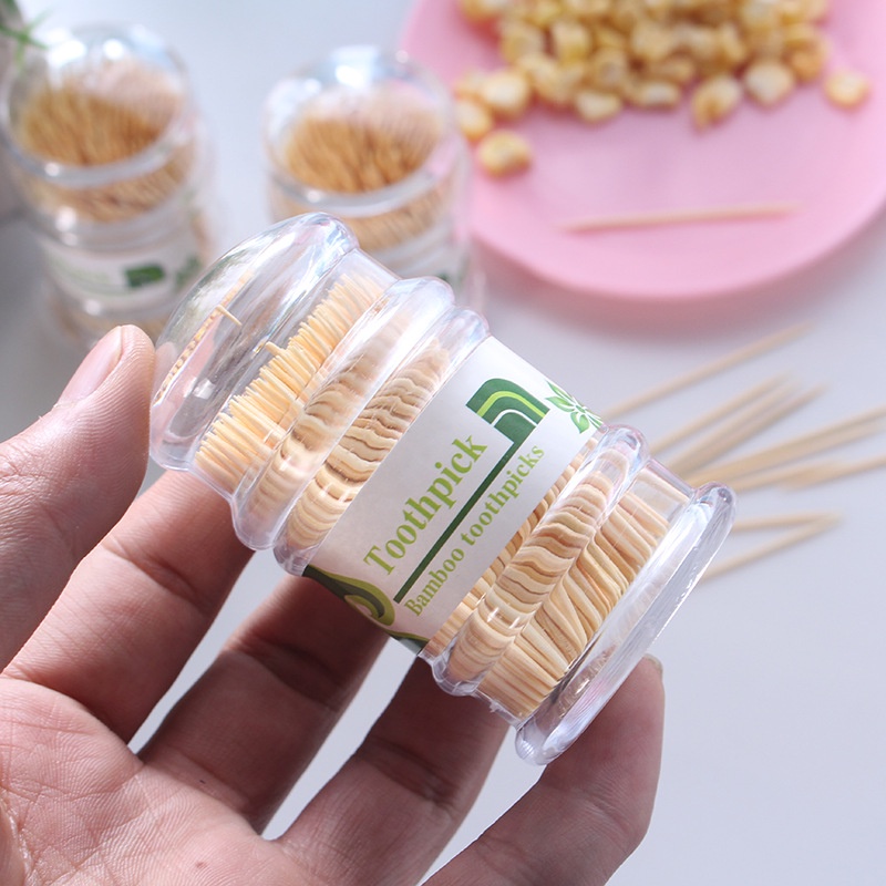 Lọ đựng tăm bằng nhựa trong suốt tặng kèm 250 tăm