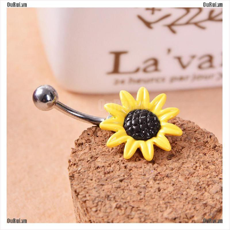 Khuyên Rốn Hình Hoa Hướng Dương Bằng Thép Y Tế