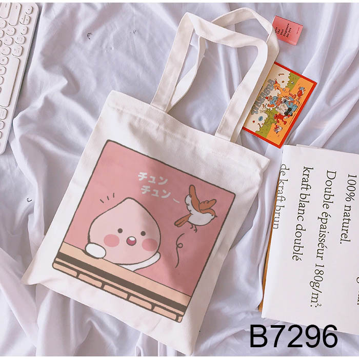 Túi vải in họa tiết xinh xắn dễ thương dành cho nữ