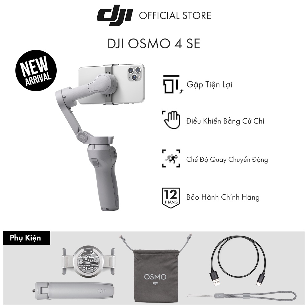 Tay cầm gimbal DJI Osmo Mobile 4 SE 2021 chống rung điện thoại Hàng chính hãng