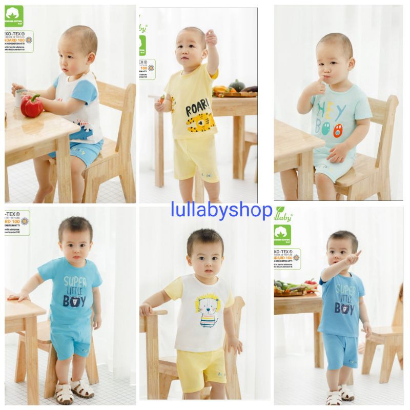 Bộ cộc tay bé trai Lullaby NH616P, bộ áo quần tay quần đùi lỡ cotton cao cấp