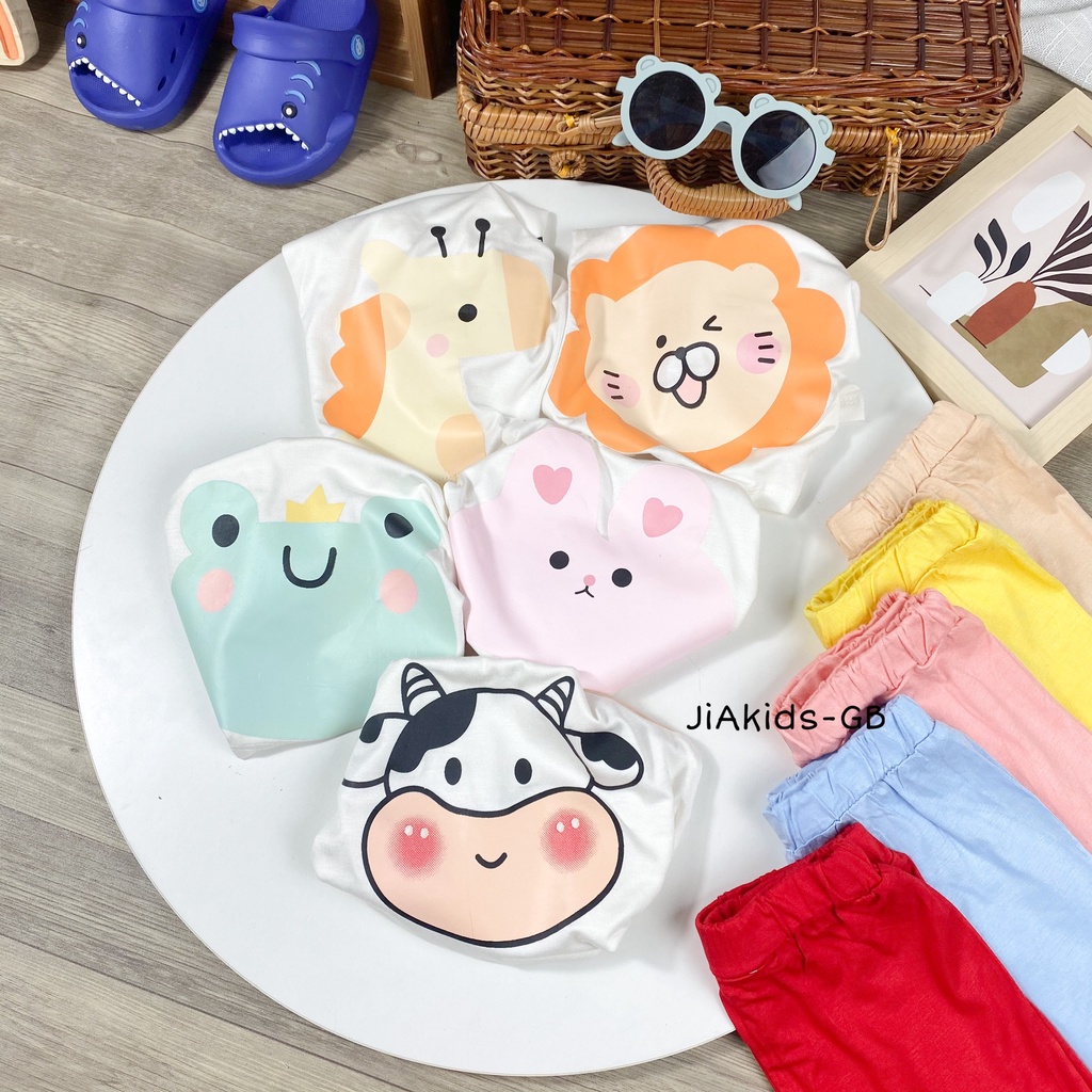 [Bé:6-27kg] Bộ Quần Áo Ba Lỗ Minky Mom, Vải Thun Lạnh Thoáng Mát In Hình Mặt Thú Sinh Động  - Mã:BL-IN29
