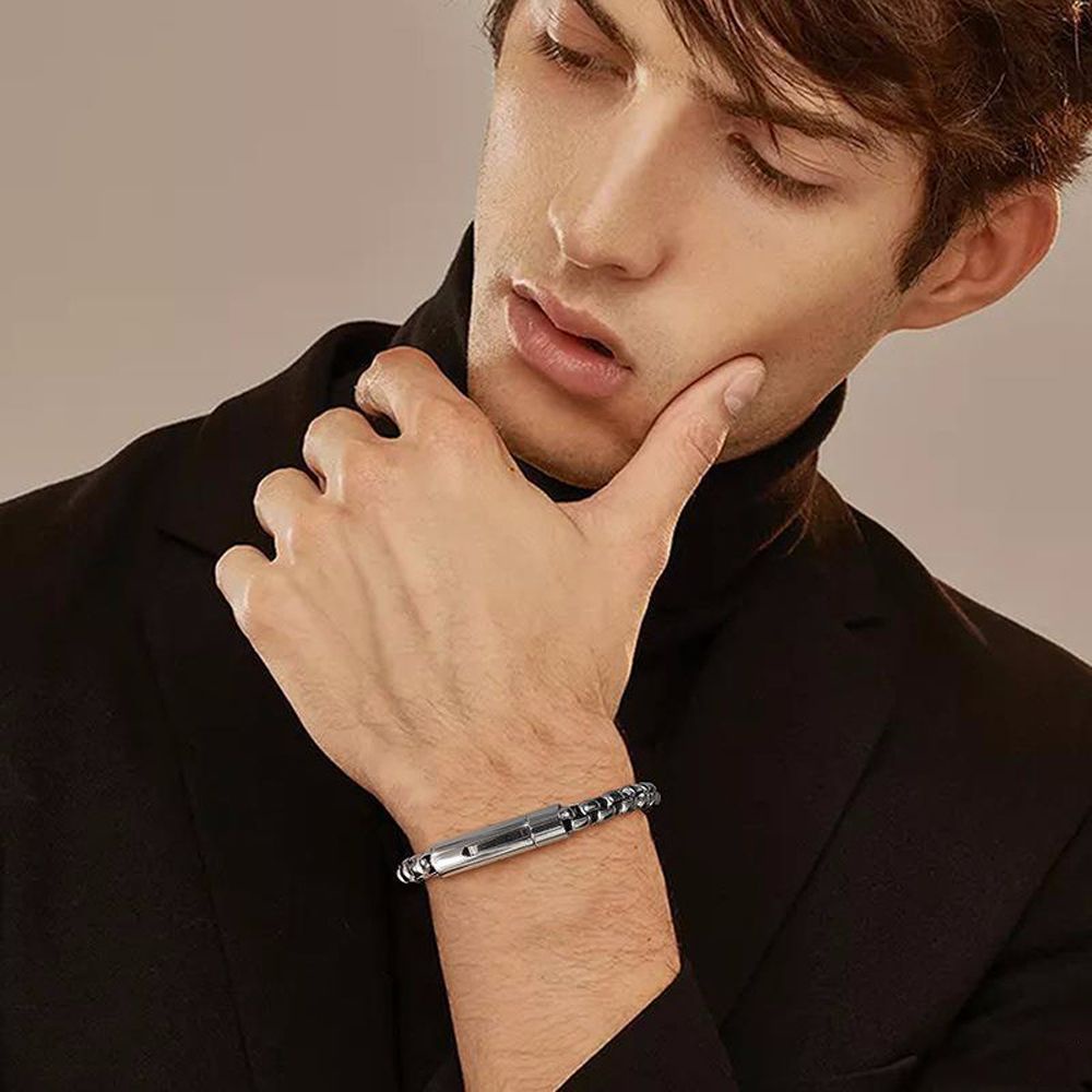 Vòng Đeo Tay Bằng Thép Không Gỉ Phong Cách Hip Hop Hàn Quốc Đơn Giản Có Thể Điều Chỉnh Cho Nam