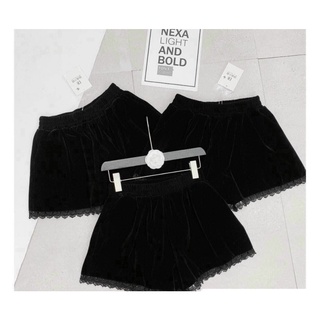 Quần Short Nữ Chất Nhung Phối Ren Cạp Cao
