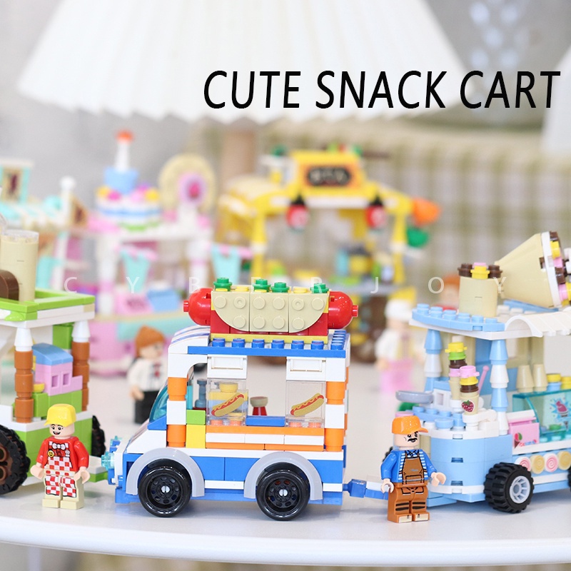 Đồ chơi xếp hình  mini lego Đồ chơi lắp ráp sáng tạo Mô hình xe bán đồ ăn nhẹ