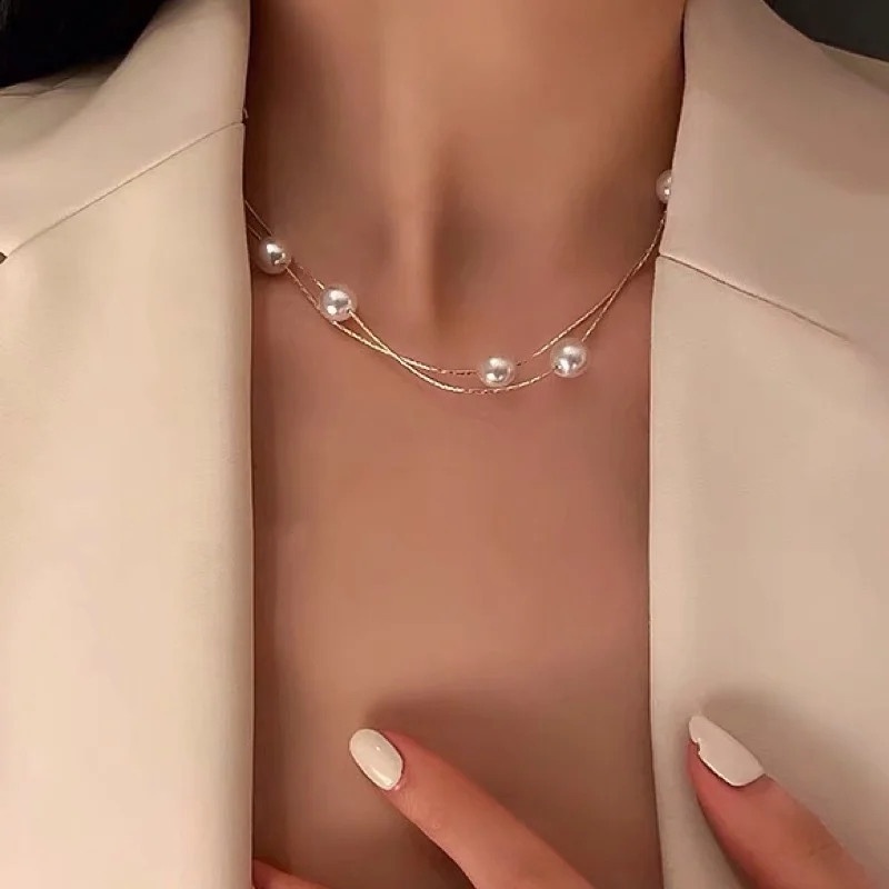 Vòng Cổ Ngọc Trai Dài Cá Tính Thời Trang Đơn Giản