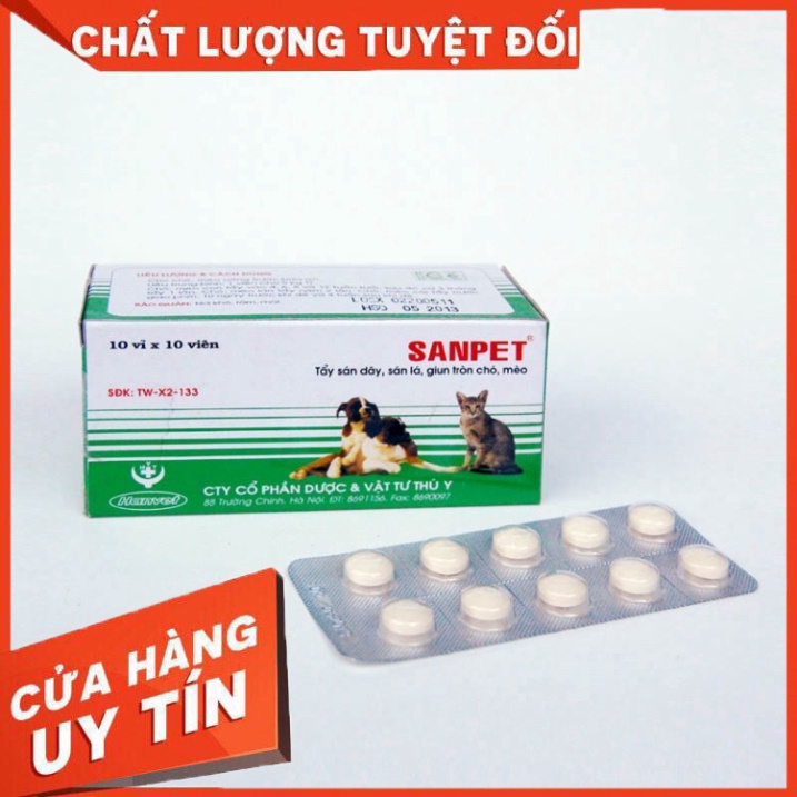 Viên tẩy sán dây, sán lá cho Chó Mèo - 1 viên/5kg Của QuaQua