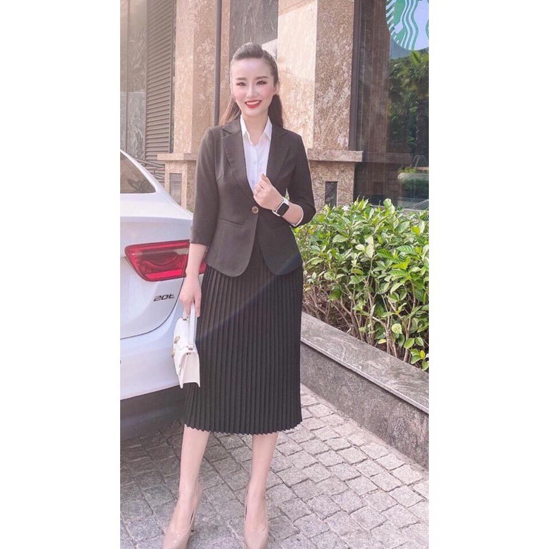 CHÂN VÁY MIDI XẾP LY DÀI CÔNG SỞ (Video tự quay)