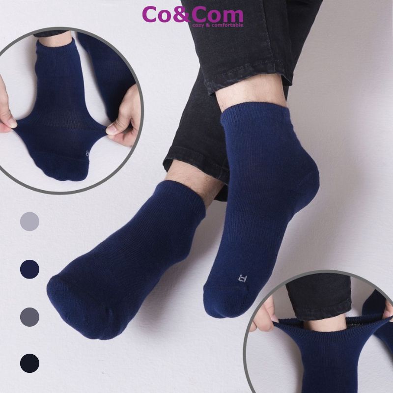 Tất Nam Cổ Thấp Cao Cấp Chống Hôi Chân Co&amp;Com Gót Lót Lông Khử Mùi Chống Trượt DPTN02