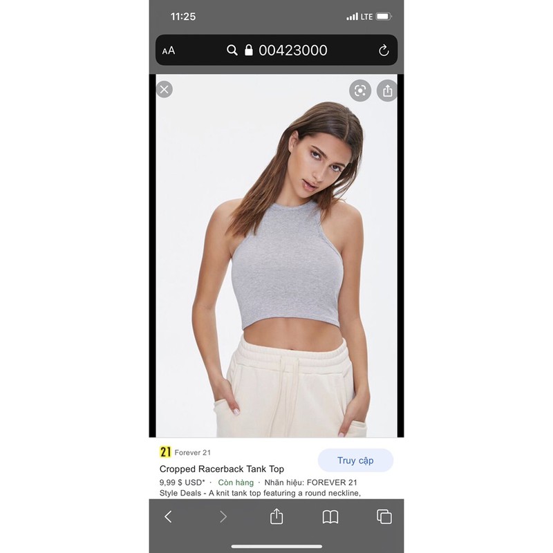 Áo thun croptop 3 lỗ vnxk F21