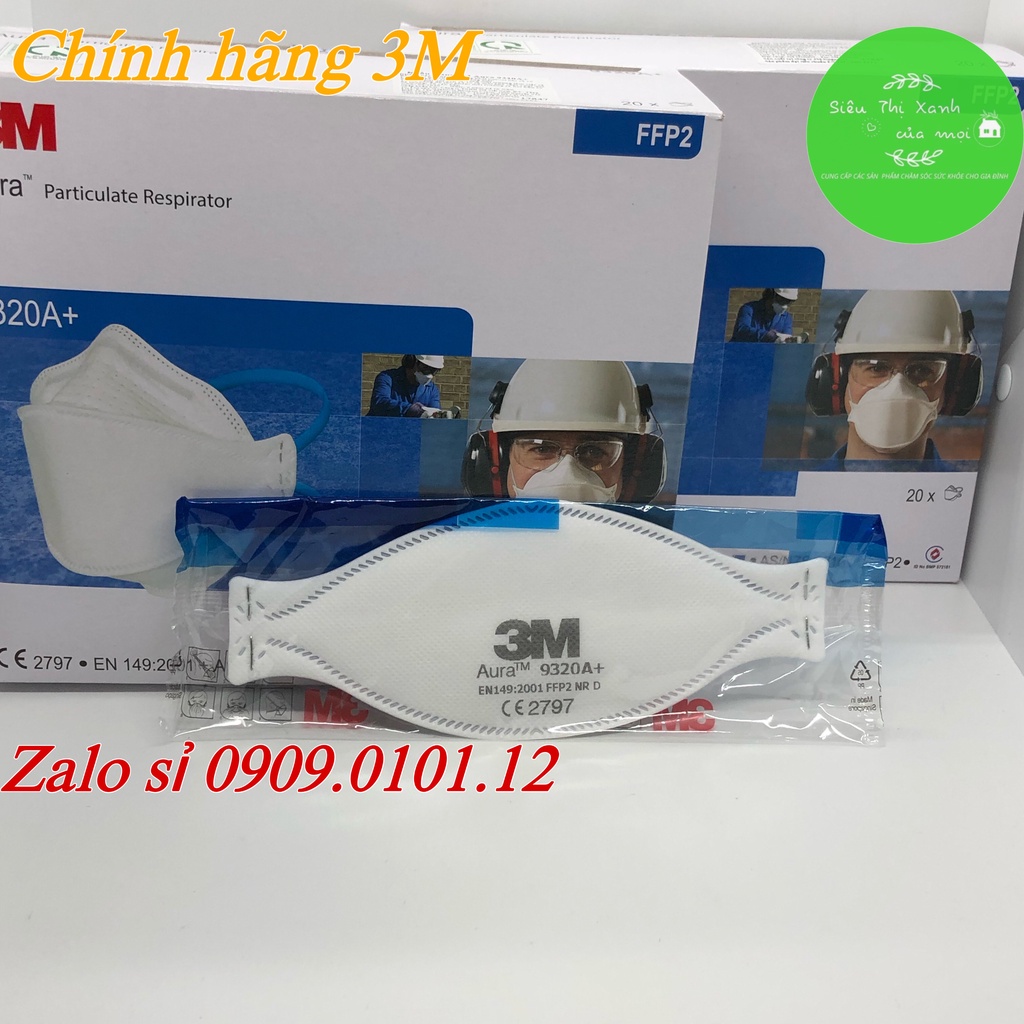 Khẩu trang 3m 9320a+ chính hãng đạt chuẩn AS/NZS FFP2, N95 cao cấp có đệm mũi tiệt trùng đóng bịch kín riêng từng cái