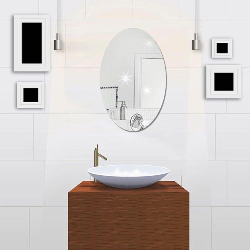 JANE Gương Dán Tường Hình Chữ Nhật / Oval Trang Trí Nhà Cửa Có Thể Tháo Rờ