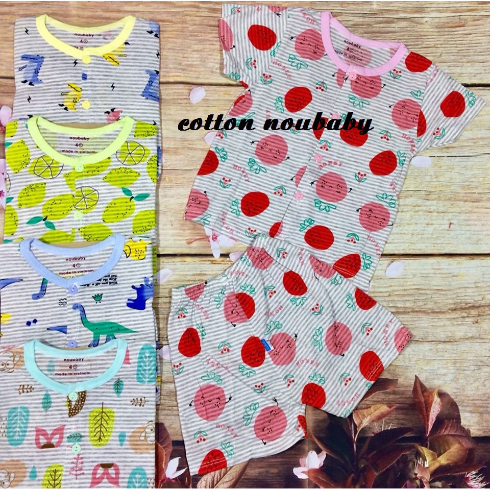Combo 5 bộ quần áo trẻ em chất liệu cotton cao cấp Noubaby sợi tre cho bé từ 3-12kg